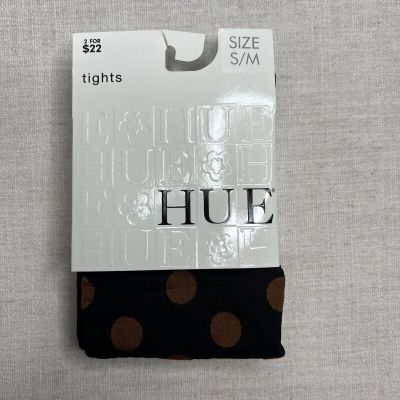 HUE Control Top Tights Womens Size S/M Black Brown Polka Dot Cinnamon 1 Pair New